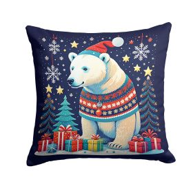 Polar Bear Christmas Throw Pillow Machine Washable, Indoor Outdoor Decorative Pillow for Couch, Bed or Patio, 14Hx14W