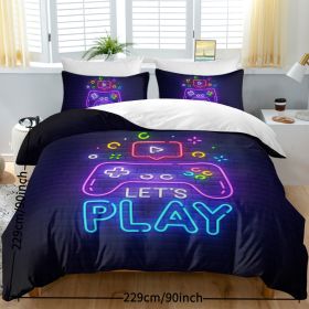 Gaming Duvet Cover Set Twin Full Queen King Size Video Game Controller Bedding Set, Boys Video Games Comforter Cover With 2 Pillow Shams, Bed Set (Option: Queen-Blackish purple)