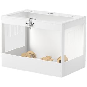 Hamster Cage With Openable Top & Lock, Hut, Transparent Acrylic Panels, Accessories, Fo Hamster Gerbil, White (Color: White)