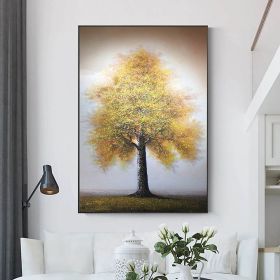 Hand Painted Oil Painting Original Tree Painting on Canvas Large Abstract Gold Big Tower Tree Landscape Acrylic Oil Painting Modern Living Room W (Style: 01, size: 150x220cm)