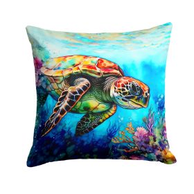 Loggerhead Sea Turtle Throw Pillow Machine Washable, Indoor Outdoor Decorative Pillow for Couch, Bed or Patio, 14Hx14W (Default: Default)