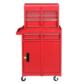 4 Drawer Cabinet With Lock, 330lb Steel, Service Tool Cart Red (Color: Red)